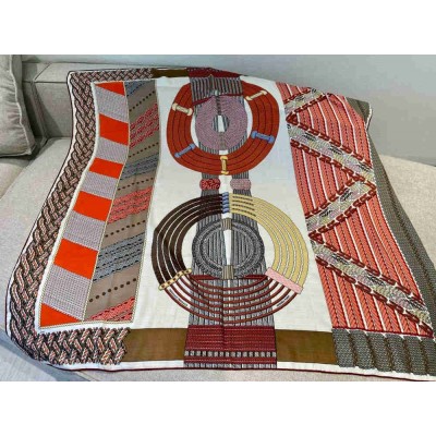 Hermes Rose Naturel Dressage Tressage Shawl 140