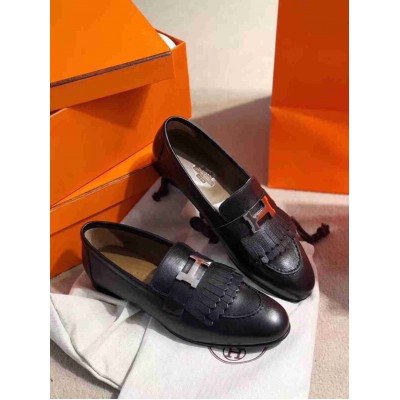 Hermes Royal Loafers In Black Calfksin