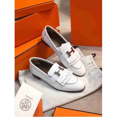 Hermes Royal Loafers In White Calfksin