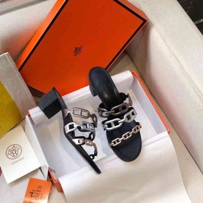 Hermes Tandem 50mm Sandals In Gold Silver Lambskin