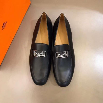 Hermes Tenor Loafers In Black Calfskin
