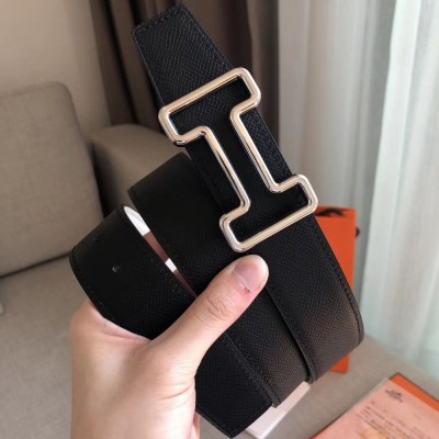 Hermes Tonight 38MM Reversible Belt In Black White Epsom Leather