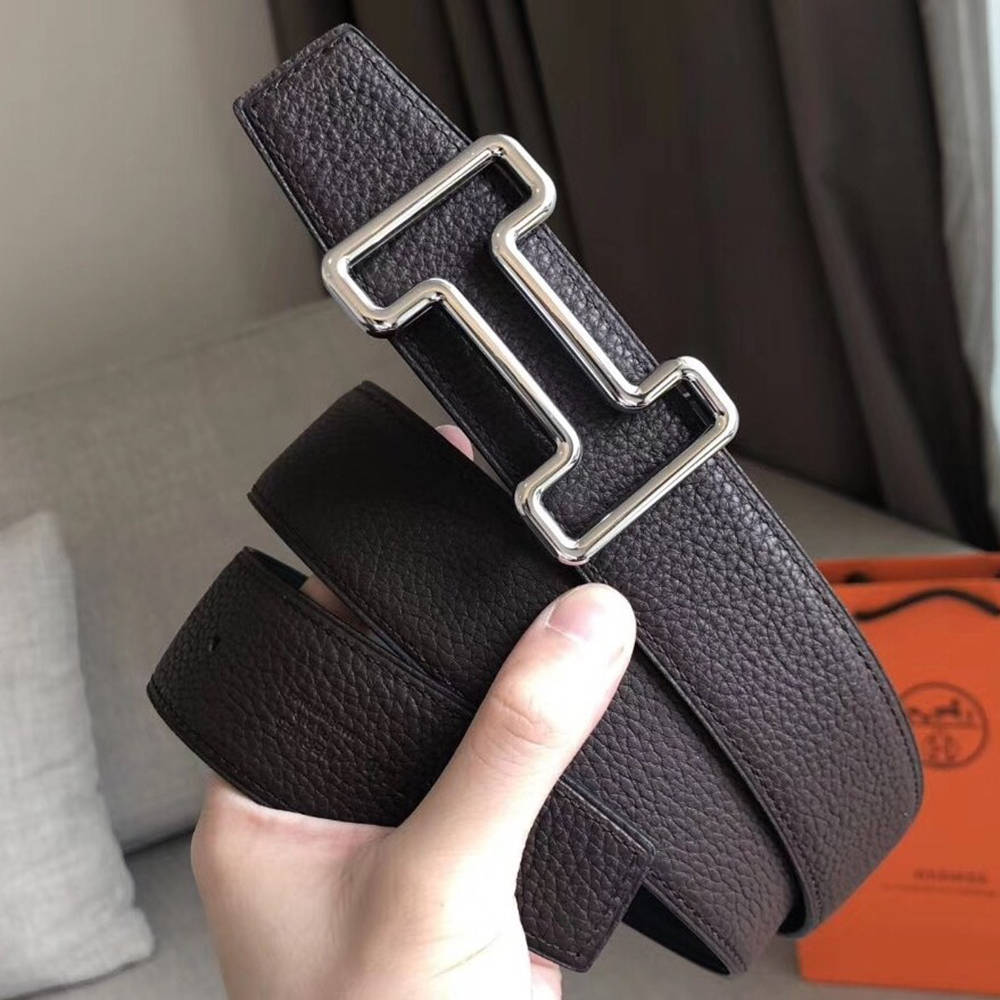 Hermes Tonight 38MM Reversible Belt In Cafe Clemence Leather