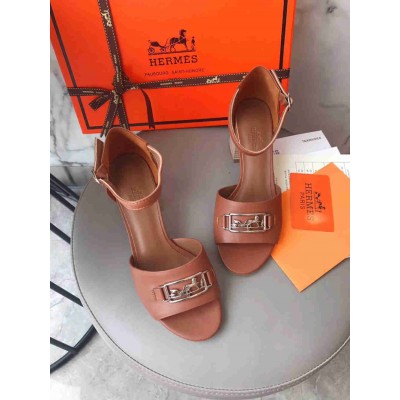 Hermes Viaggio 60MM Sandals In Brown Calfskin