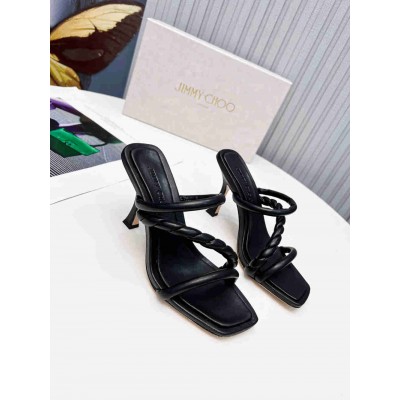 Jimmy Choo Diosa 90 Sandals In Black Nappa Leather