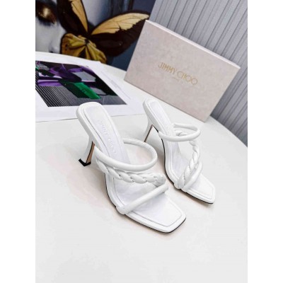 Jimmy Choo Diosa 90 Sandals In White Nappa Leather
