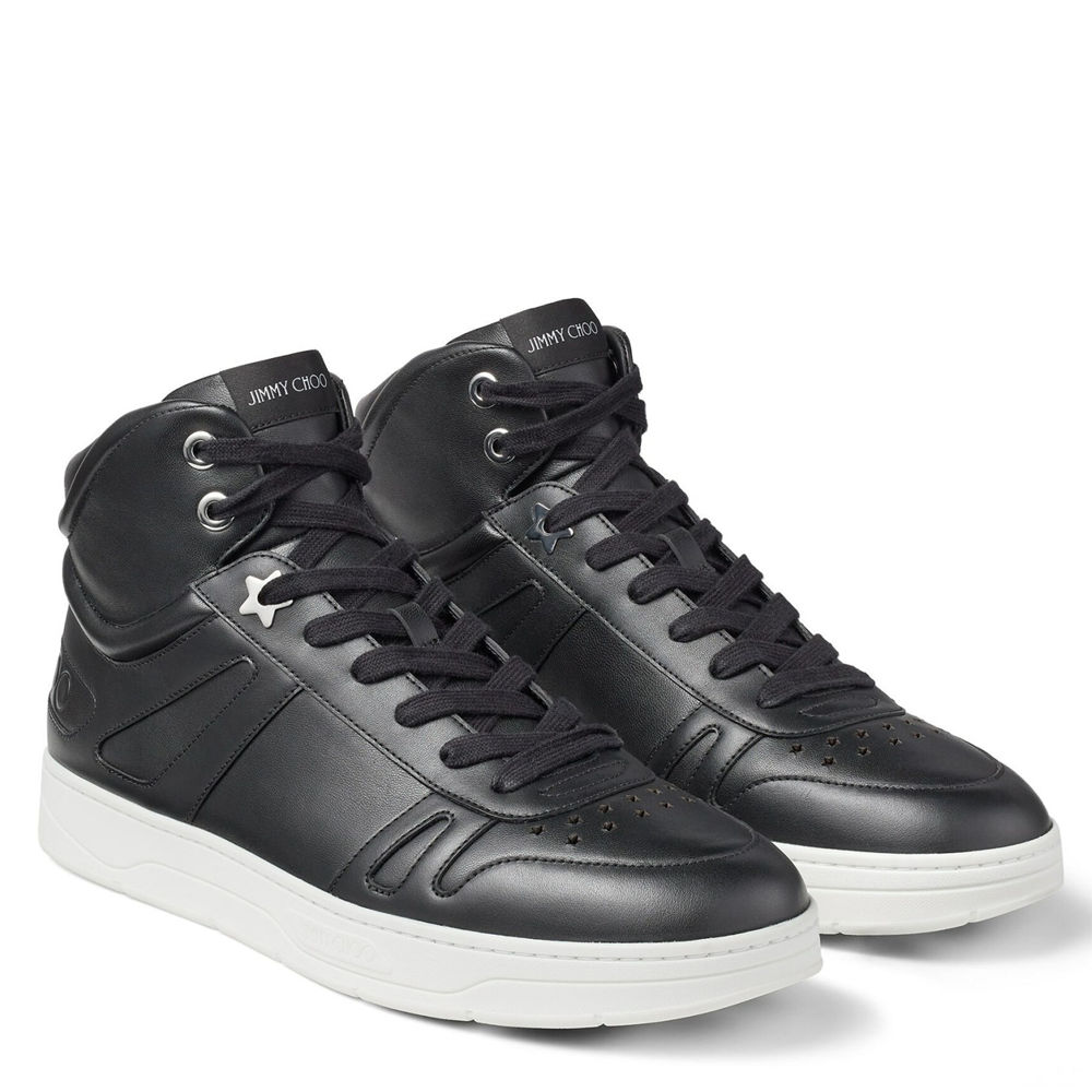 Jimmy Choo Hawaii High-top Sneaker In Black Leather