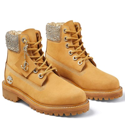 Jimmy Choo JC X Timberland F Nubuck Leather Boots with Crystal Collar