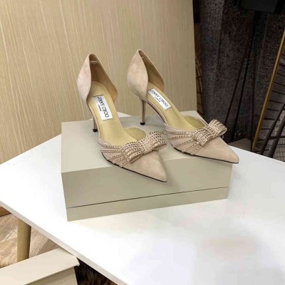Jimmy Choo Kaitence 85mm Pumps In Beige Suede Leather