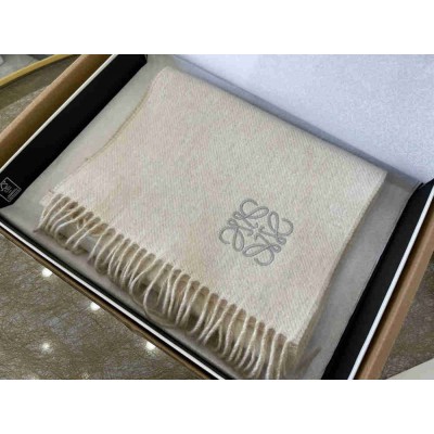 Loewe Double Face Scarf in Ivory Sand Wool and Cashmere