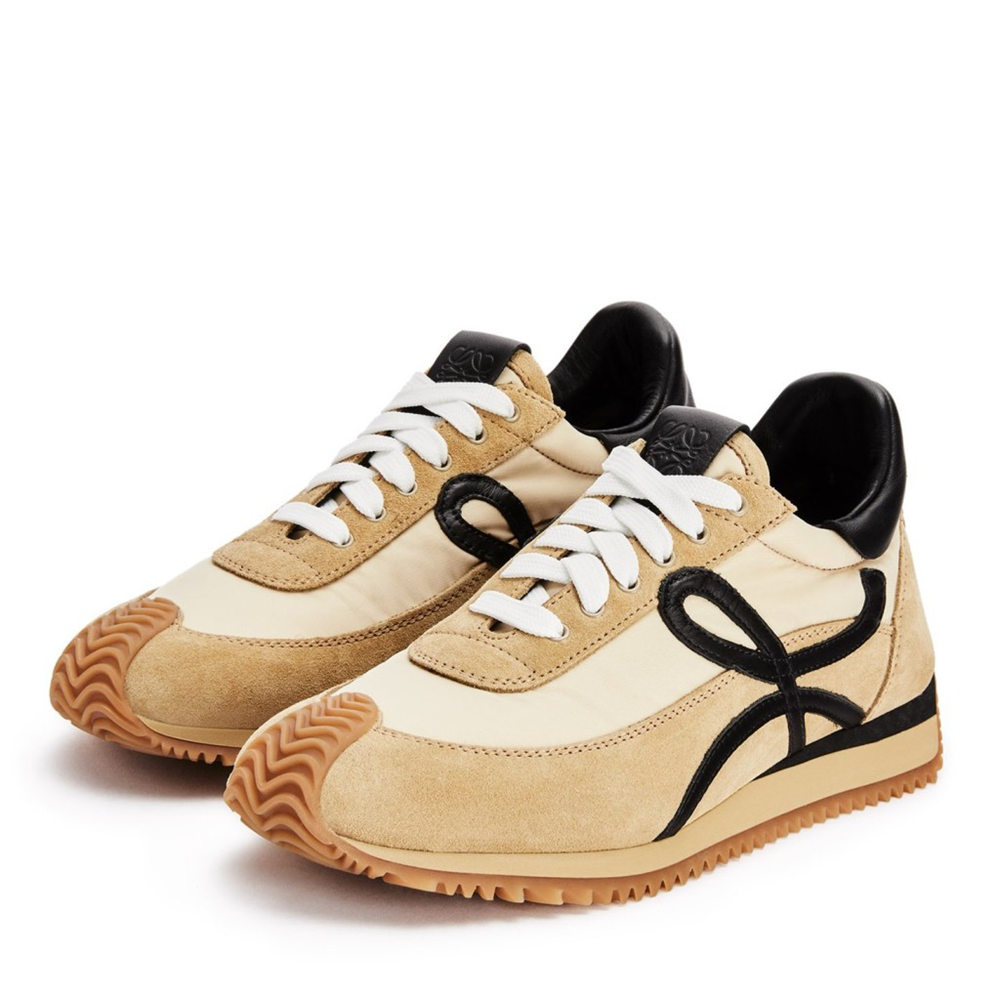 Loewe Flow Runner Sneakers in Beige Nylon and Suede