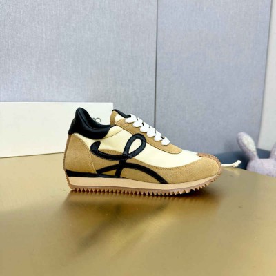 Loewe Flow Runner Sneakers in Beige Nylon and Suede
