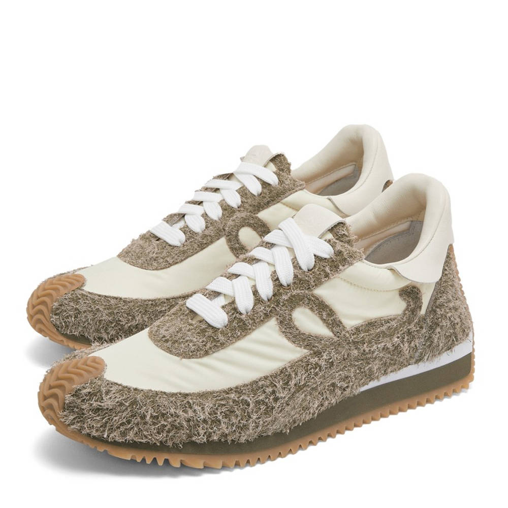 Loewe Flow Runner Sneakers in Green Brushed Suede