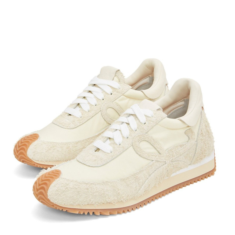 Loewe Flow Runner Sneakers in White Brushed Suede
