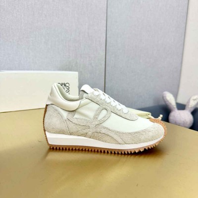 Loewe Flow Runner Sneakers in White Brushed Suede