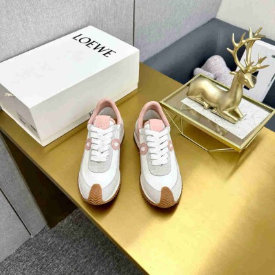Loewe Flow Runner Sneakers in White Nylon and Grey Suede