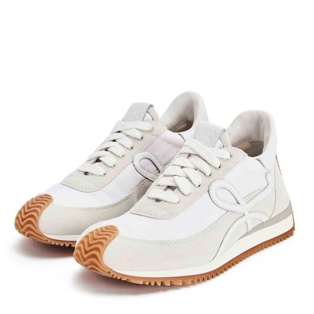 Loewe Flow Runner Sneakers in White Nylon and Suede