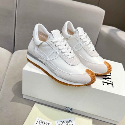 Loewe Flow Runner Sneakers in White Nylon and Suede