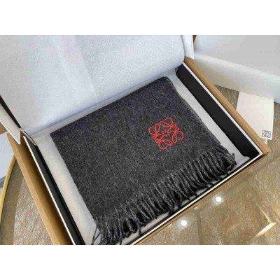 Loewe Window Scarf in Black Grey Wool and Cashmere