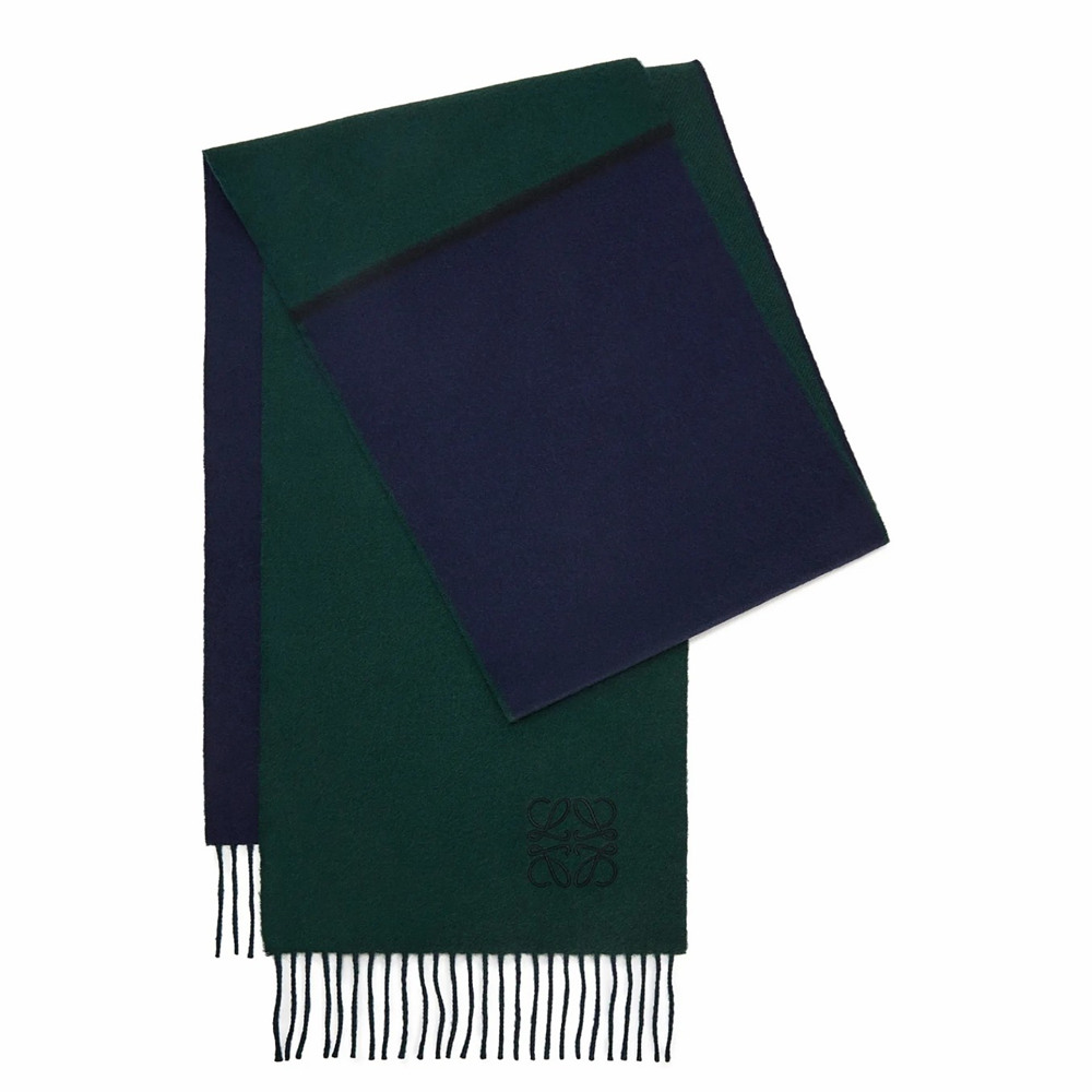 Loewe Window Scarf in Green Blue Wool and Cashmere
