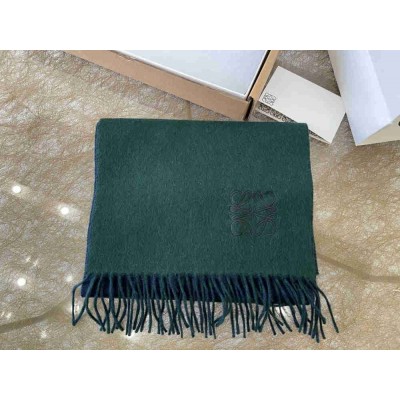 Loewe Window Scarf in Green Blue Wool and Cashmere
