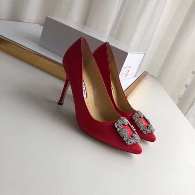 Manolo Blahnik Hangisi 105 Pumps In Red Satin