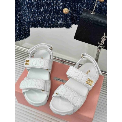 Miu Miu Sandals in White Matelasse Nappa Leather