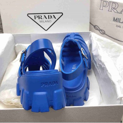 Prada Foam Sandals in Blue Rubber