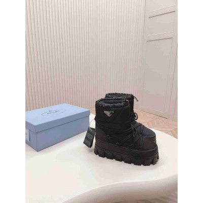 Prada Gabardine Apres-ski Boots in Black Nylon