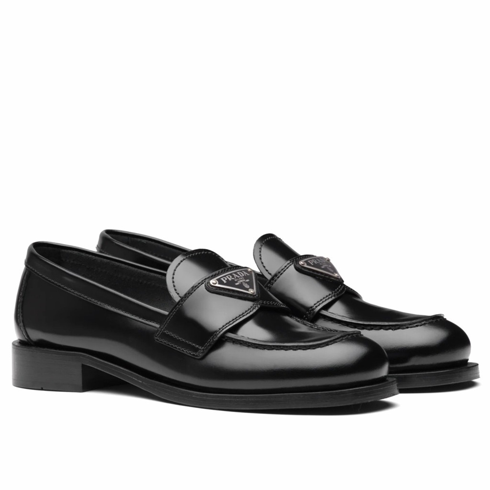 Prada Loafers In Black Unlined Brushed Leather