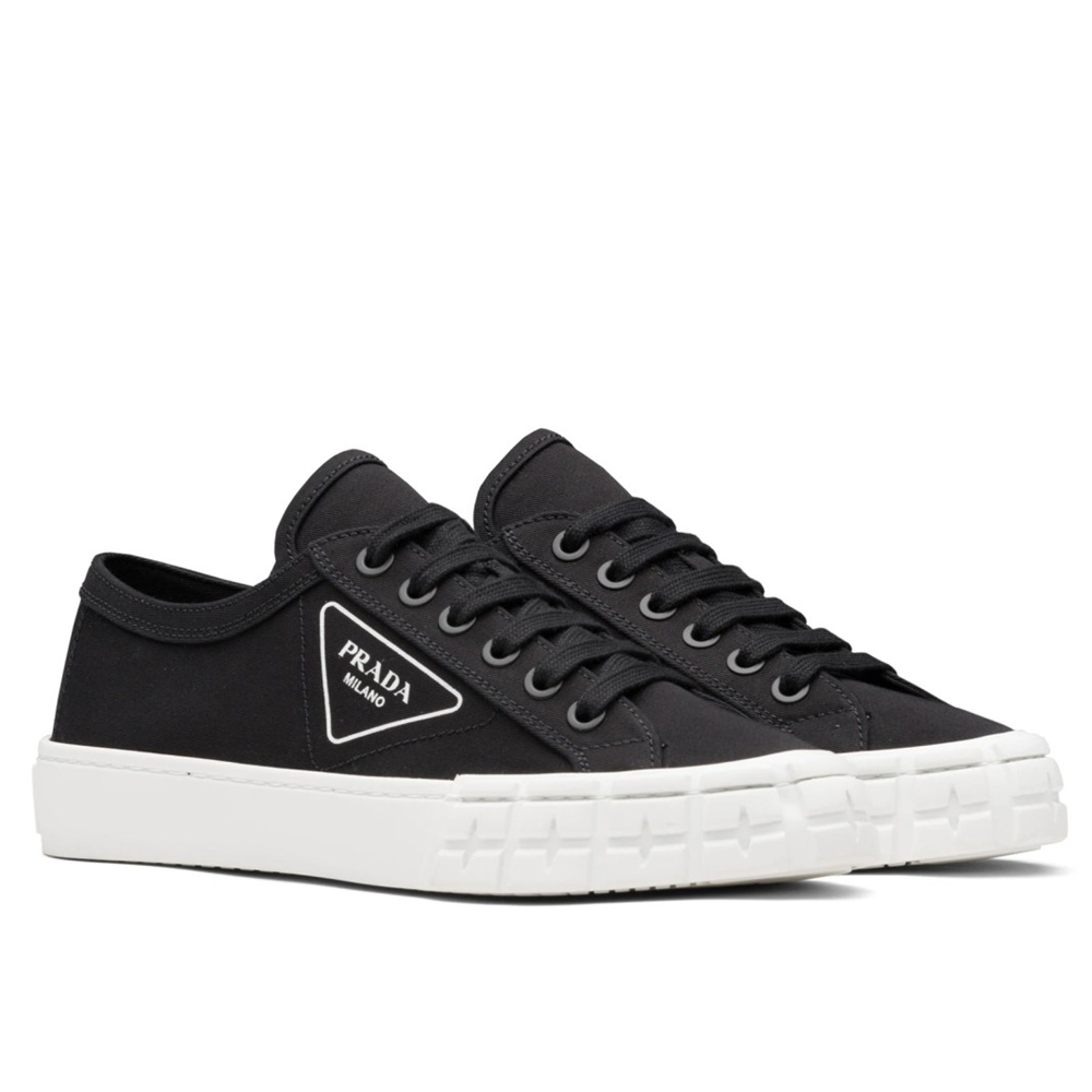 Prada Low-top Sneakers In Black Gabardine Fabric