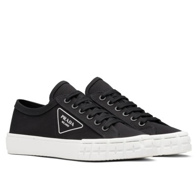 Prada Low-top Sneakers In Black Gabardine Fabric