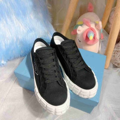 Prada Low-top Sneakers In Black Gabardine Fabric