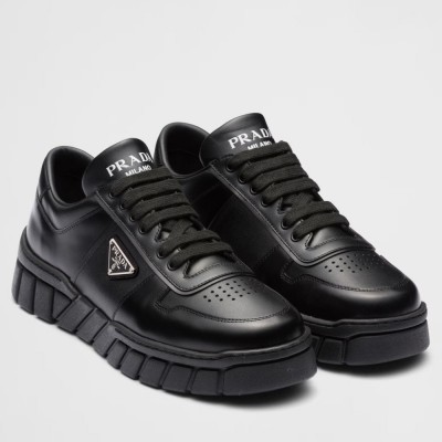 Prada Low-top Sneakers in Black Leather