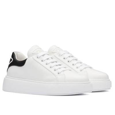 Prada Macro Sneakers In White and Black Leather