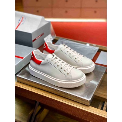 Prada Macro Sneakers In White and Red Leather