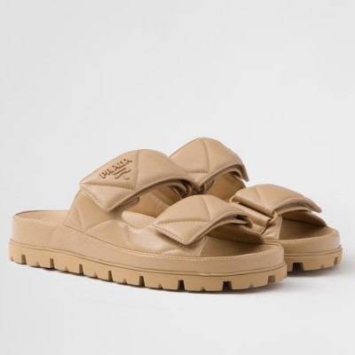 Prada Sandals in Beige Padded Nappa Leather