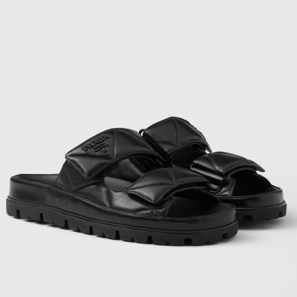 Prada Sandals in Black Padded Nappa Leather