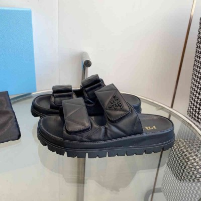 Prada Sandals in Black Padded Nappa Leather