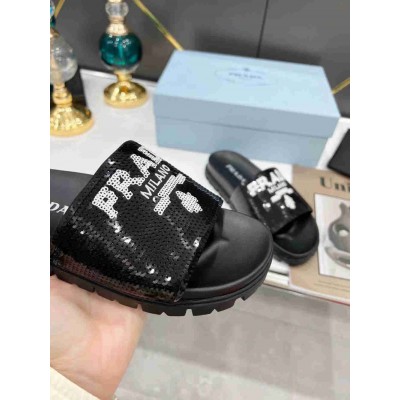 Prada Slides Embroidered With Sequins