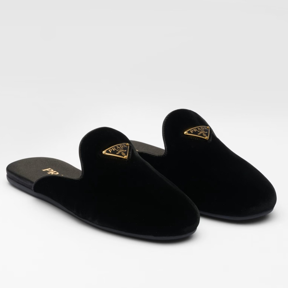 Prada Slippers in Black Velvet