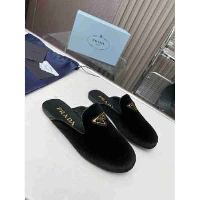 Prada Slippers in Black Velvet