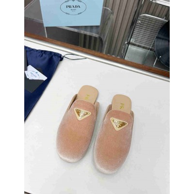 Prada Slippers in Nude Velvet