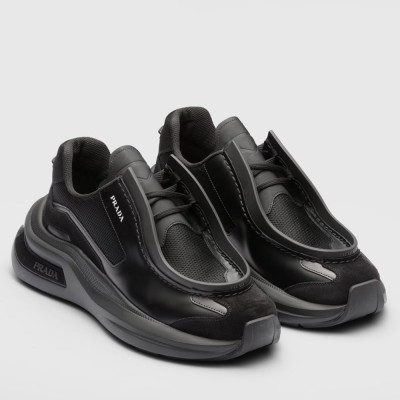 Prada Sneakers in Black Leather with Bike Fabric