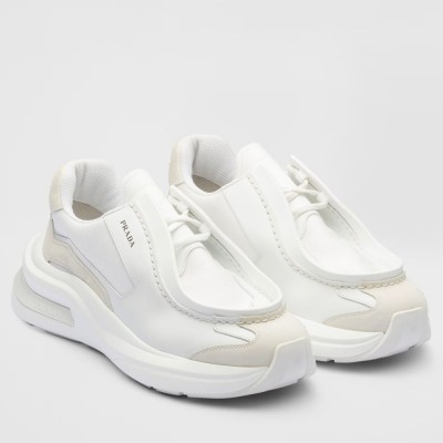 Prada Sneakers in White Leather with Bike Fabric