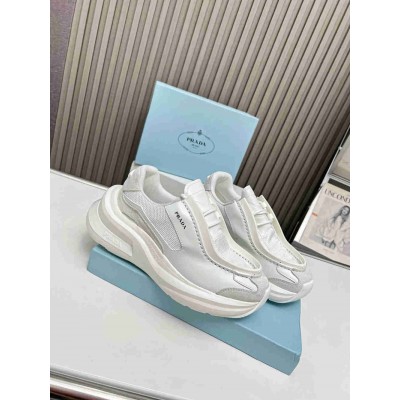 Prada Sneakers in White Leather with Bike Fabric