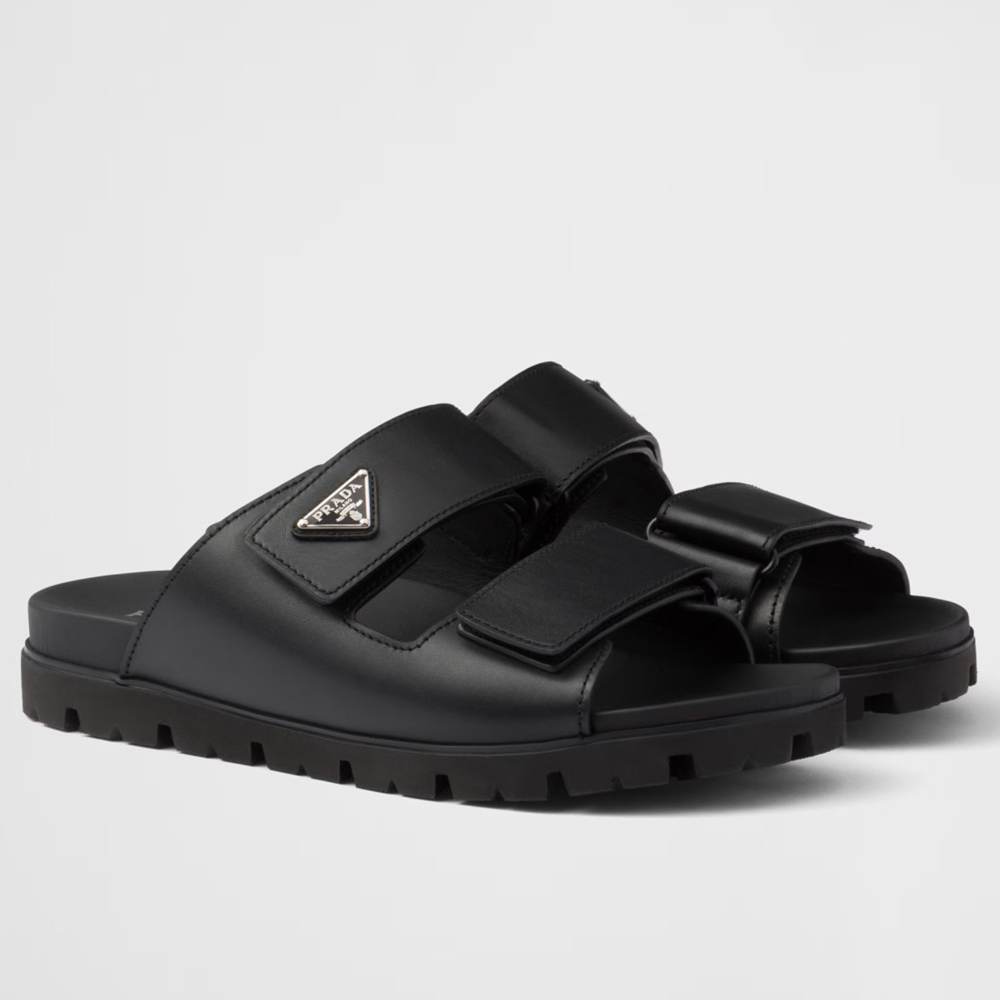 Prada Strap Sandals in Black Leather