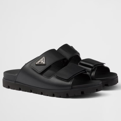 Prada Strap Sandals in Black Leather