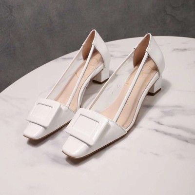 Roger Vivier Belle Vivier Pumps In White Patent and PVC