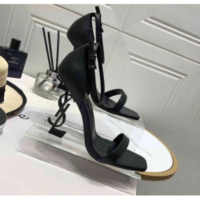 Saint Laurent Opyum 110 Black Sandals with Black YSL Heel